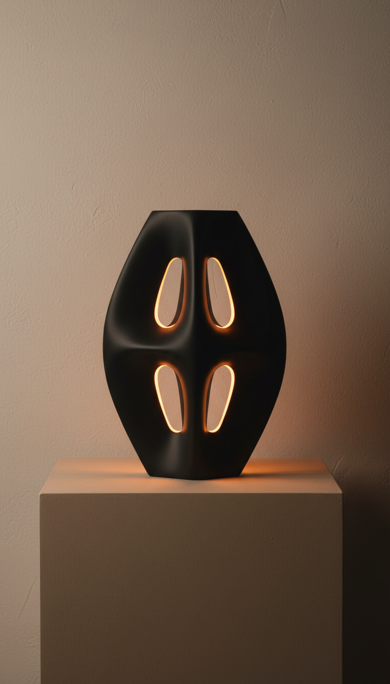 Matte Black Sculptural Table Lamp