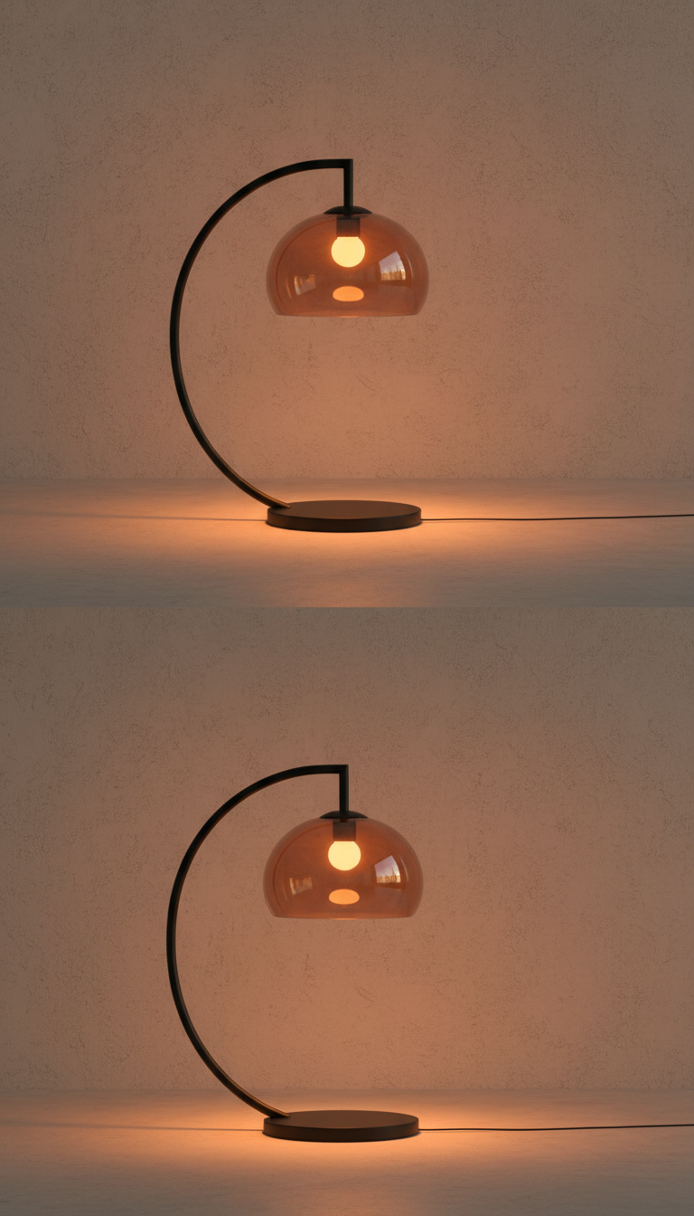 Amber Arc Lamp With Diffused Glow